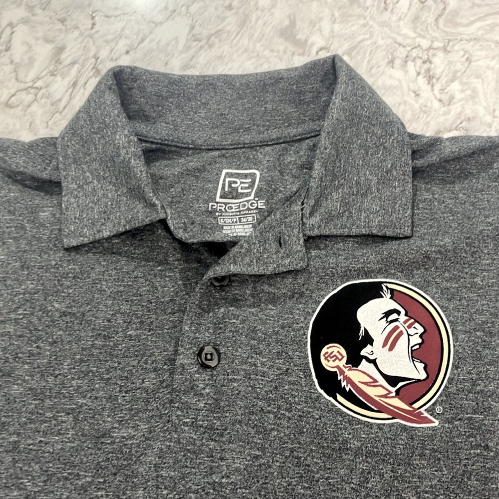 Florida State (FSU) Men’s Short Sleeve Polo Shirt, Heather Gray, Small